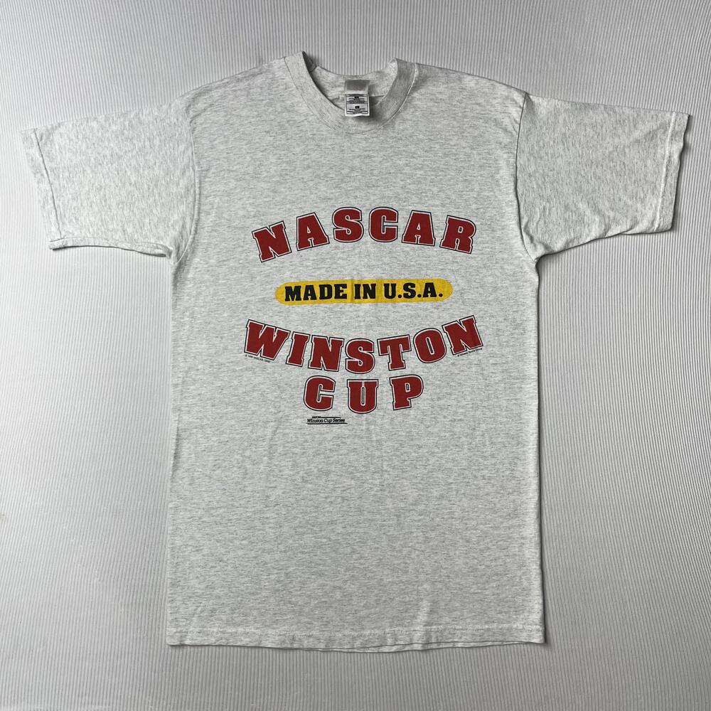 Vintage NASCAR Winston Cup Shirt Mens L Gray Auto Racing Fruit Of The Loom 90s